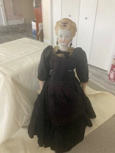 12 " Antique doll Parian high hair do original body new arms No markings - Picture 1 of 12