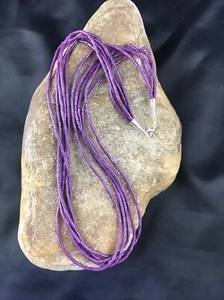 Sugilite Stabilized Heishi 5 Strand Navajo Sterling Silver Necklace 19” 10165 - Picture 1 of 12