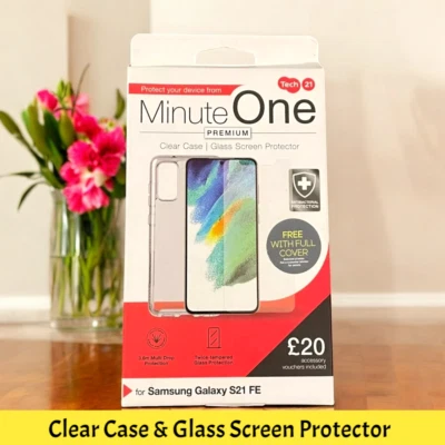 For (Samsung Galaxy S21 FE) Official Tech21 Clear Case & Screen Protector Cover - Image 1 of 4
