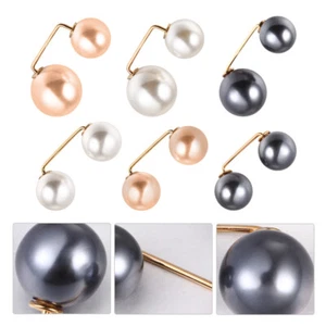 6Pcs Faux Brooch Pin Safety Pin Fashion Shawl Collar Button (Mixed Style) - Picture 1 of 12