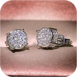 Liquidazione Saldi Oggi Offerte Prime, Orecchini Donna Diamanti Sintetici, Bianco 18K - Foto 1 di 12