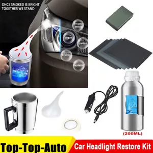 Car Headlight Restore Kit 200ml Repair Liquid Set +Lens Atomizing Cup Polish - Picture 1 of 14