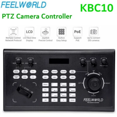 FEELWORLD KBC10 PTZ Camera Controller Joystick Keyboard Control PoE LCD Screen - Image 1 of 4