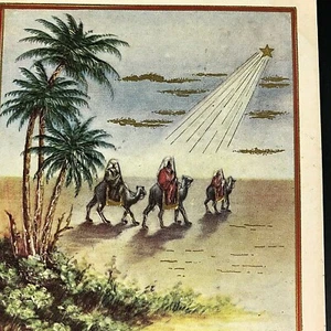3 Kings Christmas Postcard Antique Camels Three Magi Wise Men Star of Bethlehem - Picture 1 of 6