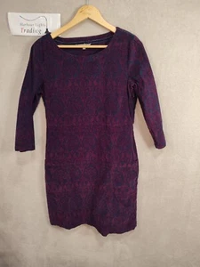 Lily & Me Dress Corduroy Pockets Shift 12 Purple Navy Needlecord Smart/Casual - Picture 1 of 11