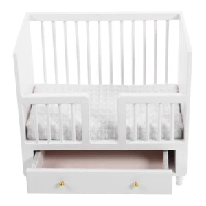 Dollhouse Mini Furniture Toddler Baby Bed Miniature Crib Model Adornment Toy - Picture 1 of 12