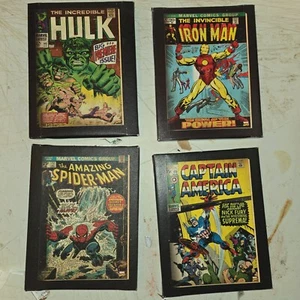 Lot of 4 Marvel Artissimo Retro Comic Book Cover Canvas Wall Art 6.5 x 8.5” - Picture 1 of 6