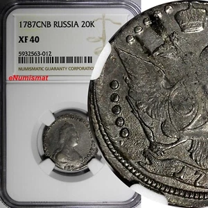 Russia Catherine II Silver 1787 SPB 20 Kopeks NGC XF40 C# 63c (012) - Picture 1 of 4