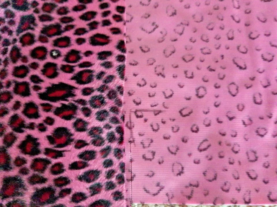 Tela de leopardo rosa felpa/terciopelo material con estampado animal 96" x 82" x 20" x 40" Foto 1 de 3
