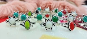 Sale Onyx & Mix Gemstone 925 Sterling Silver Plated Handmade Wholesale Lot Rings - Picture 1 of 3