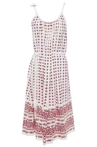 Vanessa Bruno Women Sleeveless A-line Midi Printed Dress Coastal Boho Peasant - Picture 1 of 8