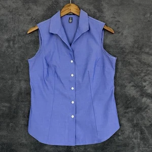 Jones New York Women's Blue Sleeveless Button Down Shirt SZ/Small - Picture 1 of 14
