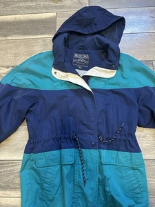 Vintage Pacific Trail Colorblock Windbreaker Jacket Men’s M Teal Navy Hooded - Picture 1 of 13