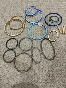 Embroidery Needlepoint Hoops Vintage Metal With Cork Lined Wood Plastic Mixed 14 - Picture 1 of 17
