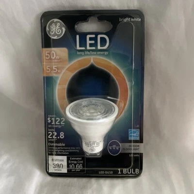 GE LED Bright White Indoor Floodlight GU10 5.5W Replaces 50W Dimmable 120V NEW - Image 1 of 4