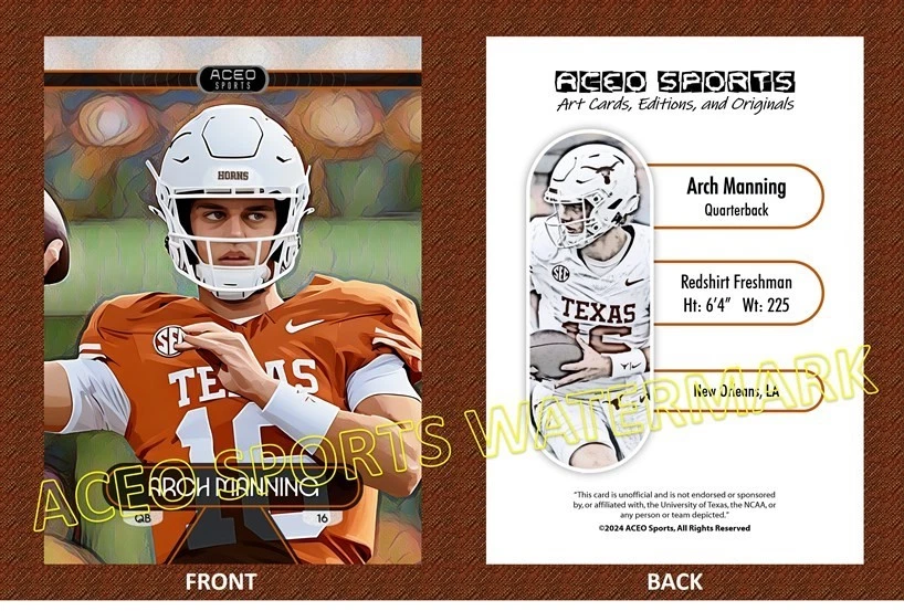2024 Arch Manning ACEO Sports Art Editions Football Card - Image 1 of 1