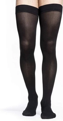 SIGVARIS Estilo Hombre Microfibra Largo Muslo-Alto con Agarre Top 15-20 Negro Pequeño Foto 1 de 2