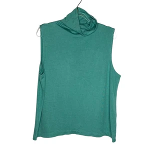 Camiseta sin mangas Linda Allard Ellen Tracy para mujer talla grande verde seda cuello falso elástica - Imagen 1 de 8