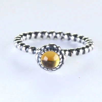 Pandora Sterling Silver Citrine November Birthday Bloom Ring 190854CIG Size: 54 - Image 1 of 3