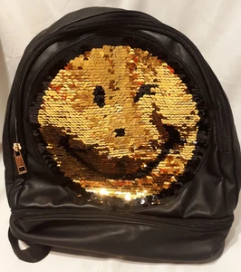Olivia Miller Kinder Mädchen Pailletten Smiley Gesicht Emoji Peace Rucksack Schultasche - Bild 1 von 9