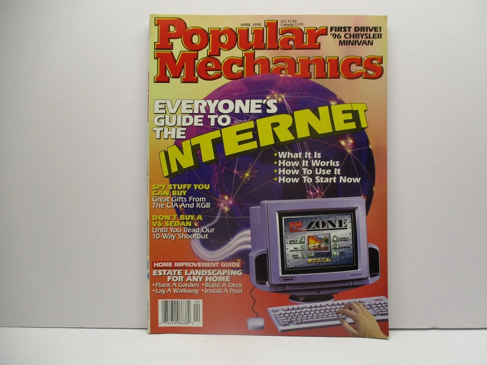 Apr. 1995 Popular Mechanics Magazine - Guide To Internet - '96 Chrysler Minivan Foto 1 de 1