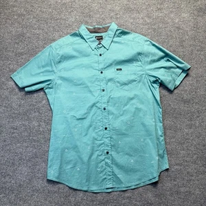 Matix Shirt Mens XXL Teal White Shapes Short Sleeve Button Up Pocket - Picture 1 of 7