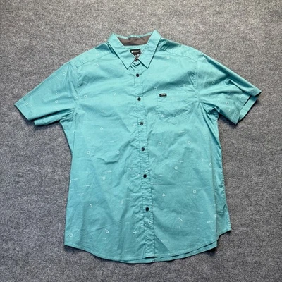 Matix Shirt Mens XXL Teal White Shapes Short Sleeve Button Up Pocket - Image 1 of 4