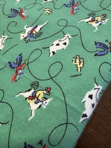 Retro Vaquero Western Roper Cactus Rodeo Estilo De Colección Franela Verde Tela 1+YD 45"W - Imagen 1 de 8