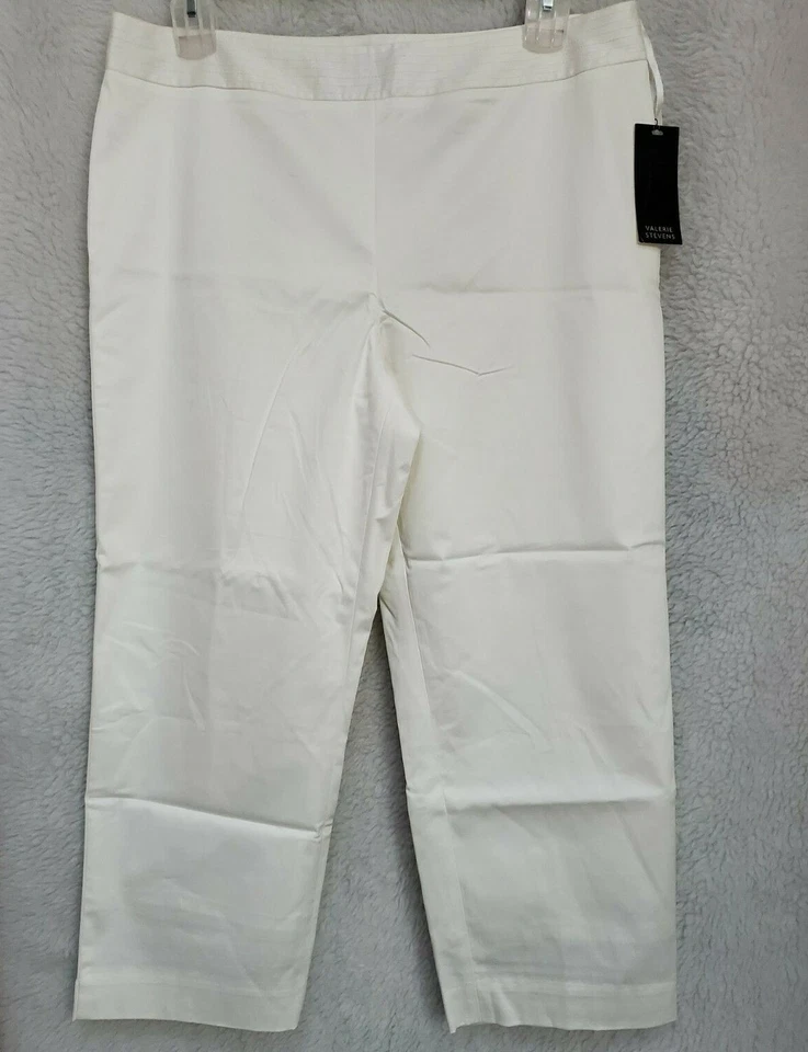Pantalones capri Valerie Stevens para mujer talla 14 blancos NUEVO Foto 1 de 4