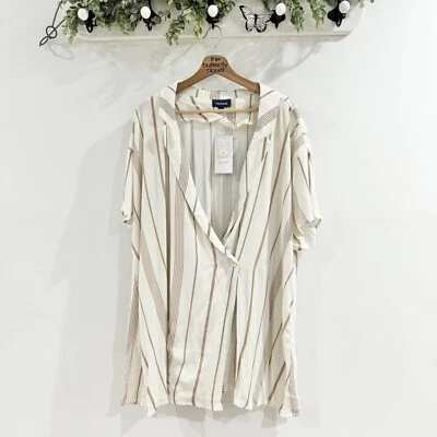 New Modcloth Striped Asymmetrical Button Light Weight Blazer 2X - Image 1 of 4