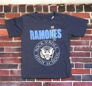 THE RAMONES Men's Sz S Blue Rock N Roll High School Graphic Tee Band T-Shirt New - Picture 1 of 1
