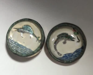 Essex Crystal Intaglio Art Deco Swordfish Marlin Small Buttons (2) C20 - Picture 1 of 2