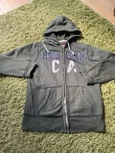 HERREN HOODY HOLLISTER KHAKI GRÜN DISTRESSED LOOK REISSVERSCHLUSS - GR. M - Bild 1 von 15