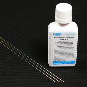 3 Silberlotstangen 1mm x 500mm L-Ag55Sn + Flussmittel 50ml Silberlot Set - Bild 1 von 2