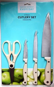 MARTHA STEWART CHEF+UTILITY+PARING KNIFE+ SHEARS 4 PC CUTLERY STEEL SET  NEW - Picture 1 of 2
