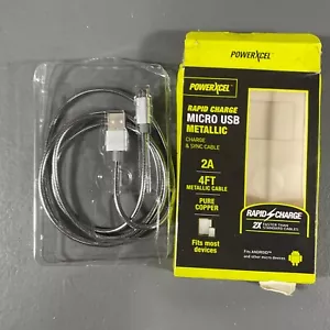 PowerXcel Durable 4 Ft. Rapid Charge Micro USB Metallic Charge & Sync Cable - Picture 1 of 24