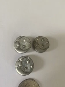 Realistic Button Crescent Moon Celestial Pewter Danforth Lot Of 3 - Picture 1 of 4