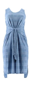 H Halston Knit Pattern Midi Dress Waist Tie Blue S NWOT (525) - Picture 1 of 5