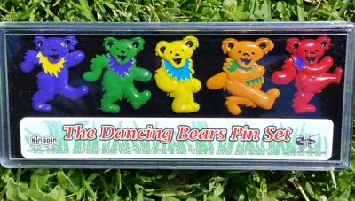Juego de prendedores esmaltados en metal 3D Dancing Bears - solapa Grateful Dead con licencia oficial Foto 1 de 4