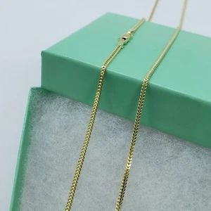 10K Hollow Yellow Gold Franco Box Link Chain Necklace Men Women 1.5mm 16-30" - Picture 1 of 19
