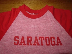 Vintage Velva Sheen Label - SARATOGA HORSE RACING - NEW YORK (LG) T-Shirt - Picture 1 of 6