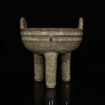 Estufa de tres pies de horno Guan dinastía canción porcelana clásica antigua china de 6,3" Foto 1 de 4