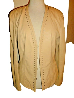 Abrigo Chaqueta Basler Piel de Cordero Cuero Beige Talla 38 S Pequeño Foto 1 de 4