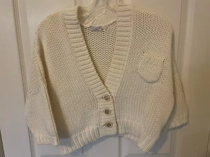 Brunello Cucinelli Cream Knit Bolero with Buttons - Size M - Picture 1 of 5