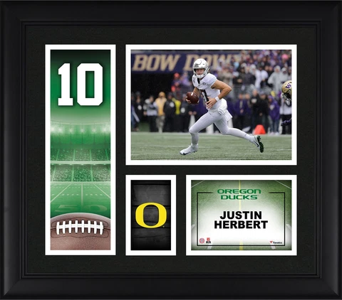 Justin Herbert Oregon Ducks Framed 15x17 Player Core Collage Cover