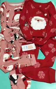 New Girls Pajamas Xmas Santa 2 Sets Size 2T Carter’s - Picture 1 of 4