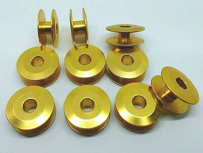 10X Bobbin Aluminium (Chamfered) f/Embroidery Gold color (Yellowish) - Image 1 of 2