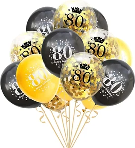 80Th Birthday Balloons Black and Gold 80Th Birthday Party Decorations for Men an - Picture 1 of 8