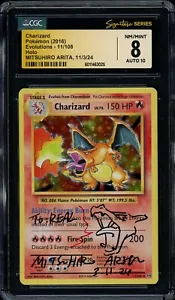 Pokemon Charizard Evolutions Holo Mitsuhiro Arita Firmado Boceto CGC 8 AUTOMÁTICO 10 - Imagen 1 de 2