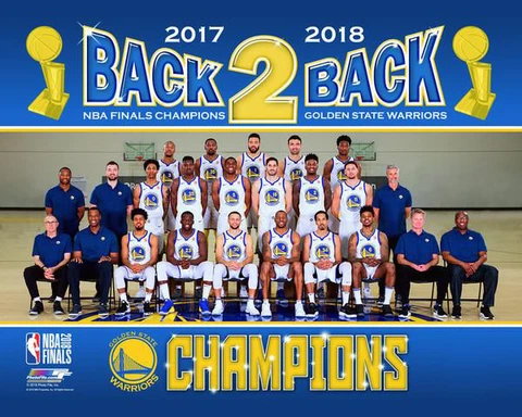 Golden State Warriors 2018 BACK-2-BACK NBA CHAMPS Premium TEAM POSTER Print Cover